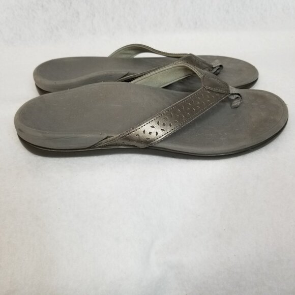 VIONIC Tideperf Strap Sandal Bronze Leather Orthotic Flip Flop Size 10.5(W) - Picture 4 of 8